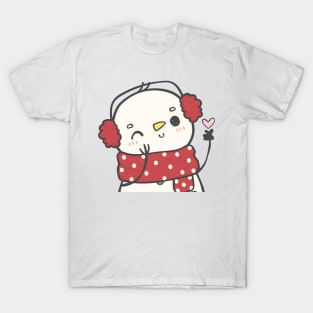 cute Christmas mini heart snowman cartoon doodle T-Shirt